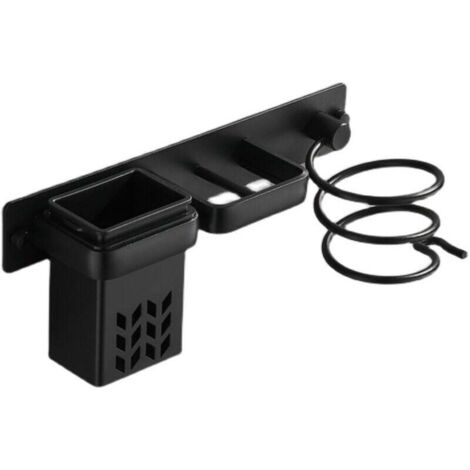 Support mural pour sèche-cheveux et lisseur pour rangement Peigne Sèche-cheveux Lisseur pour salle de bain Hôtel Chambre (noir, 29.5116.7cm) (1/4)