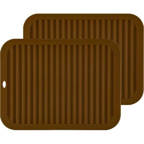 Dessous de Plat Silicone, Anti-dérapant Anti-Chaleur Tapis de Pot, Support à Couverts, Tapis Résistants à la Chaleur,coffee (1/4)