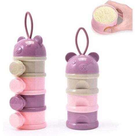Distributeur de lait en poudre pour bébé - Portable - Empilable - Boîte de rangement pour nourriture, voyage et activités de plein air - 4 couches