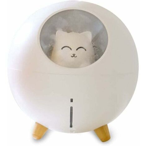 220 Ml Humidificateur D'Air Pour La Maison, Brume Froide Avec Lumière 7 Couleurs, Arrêt Automatique, Spray Pour Bureau (Chat Blanc) (1/4)