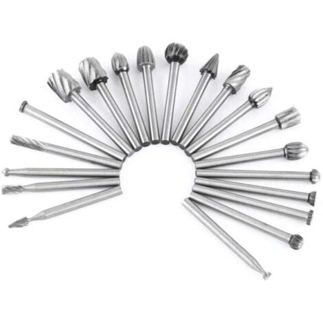 Fraises Rotatives, 20Pcs Acier au Tungstène Fraisage HSS Fraise Bois Outil de Routage du Bois avec 1/8 '' 3mm Tige pour Accessoires Outil Rotatif pour Bricolage Menuiserie, Gravure, Perç (1/4)