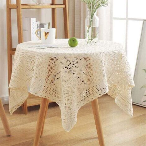 Nappes vintage carrées en dentelle au crochet pour décoration de table de mariage, maison et fête (1/4)