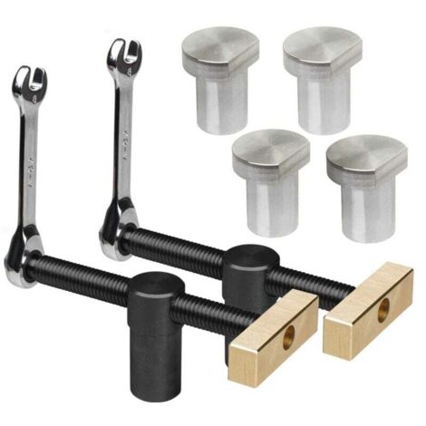 Lot de 2 pinces rapides pour banc avec 4 bancs pour trous de 20 mm, butées de positionnement pour banc de bricolage et pinces rapides pour trous de 20 mm (1/4)