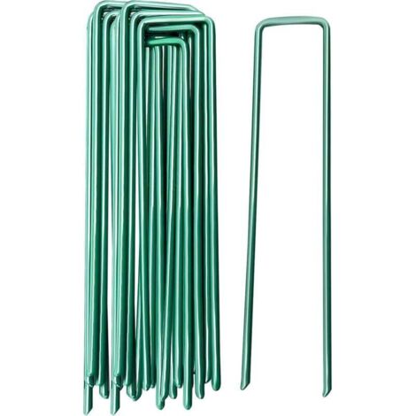 Piquets de Jardin Piquet de Tente Piquets de Fixation en Acier Agrafes Pelouse pour Bache Mauvaise Herbe 10 Pièces (1/4)