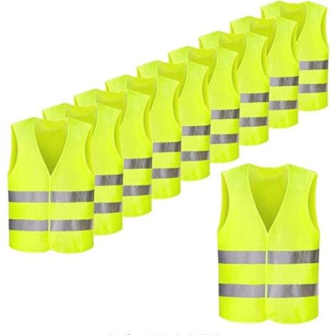 Perle rare avertissement gilet / gilet de sécurité néon jaune avec rayures fluorescentes Gr.Genrabatt: 10 pièces (1/4)