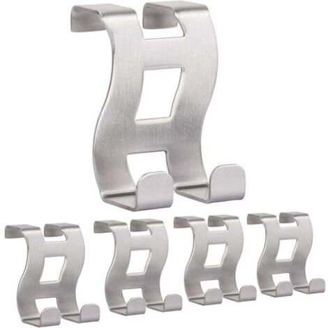 Crochets de porte en acier inoxydable, modèle MH001-5, crochets de porte non perforants, idéaux pour les chambres, les salles de bains et les cuisines, lot de 5, 5 x 6 x 4,5 cm, argenté (1/4)