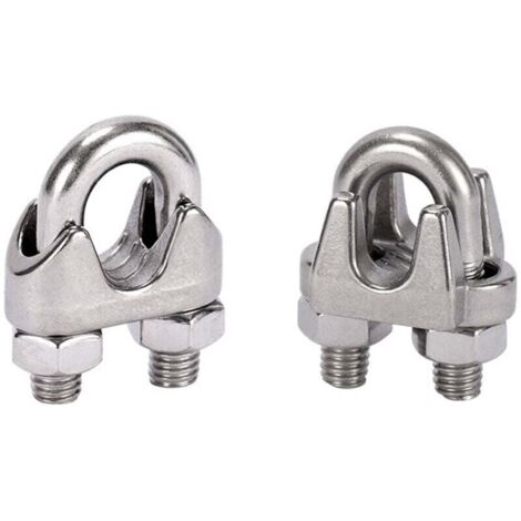 10 Pcs Pince de Câble Métallique Serre Cable Acier Inox Serre-Câbles Étrier M4,argent,2.3cm (1/3)