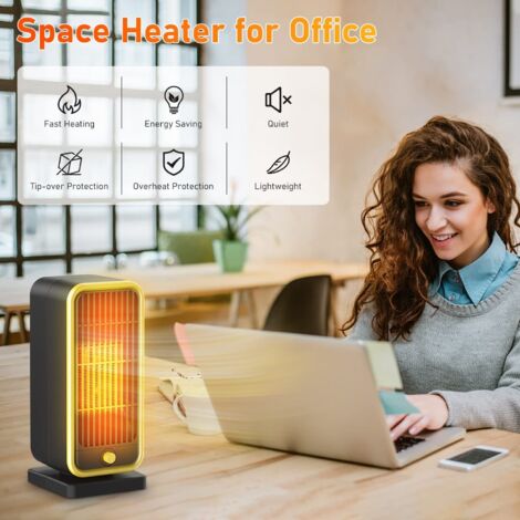 BNEHHOV Chauffage Soufflant Céramique PTC 1200W – Éco Énergie, Silencieux, Anti-basculement – Bureau & Chambre