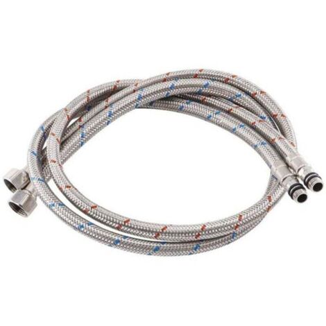 Raccordement flexible en acier inoxydable 100cm pour mitigeur robinet d'évier cuisine - Eau chaude et froide