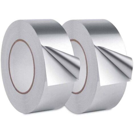 Ruban Adhésif Aluminium,Aluminium Bande d'étanchéité, scotch aluminium etanche, Pour cuisine, salle de bain, électricien, surface métallique, 20m30mm (2 rouleaux, argent) (1/4)