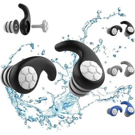 Bouchons d'oreilles de natation étanches pour adultes - 3 paires de bouchons d'oreilles de natation réutilisables en silicone souple (1/4)