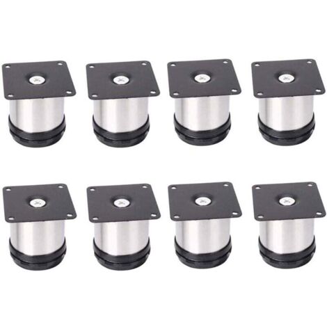 8 Pieds De Meubles RéGlables En Acier Inoxydable,Réglables 50 mm De Hauteur épaissir les pieds d'armoire Pieds de table Pieds de meubles,Acier inoxydable brossé,Hauteur réglable 0-15 mm (1/5)