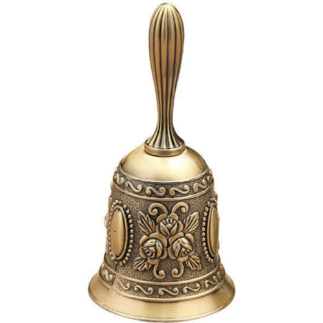 Cloche et heurtoir de jardin,Clochette, clochette, cloche de service de restaurant, clochette de table clochette classique pour l'école, dîner de réception, service hôtelier, bronze, 5,5 x 5, (1/4)