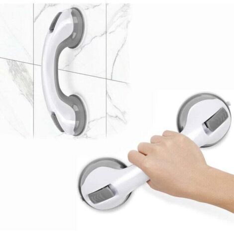 Poignée Ventouse ,pour Salle de Bain Barres d'appui de Douche Forte Prise pour handicapés, Seniors, blessés, sécurité poignée de Douche Support jusqu'à 109 kg sans perçage et Amovible - Gris (1/4)