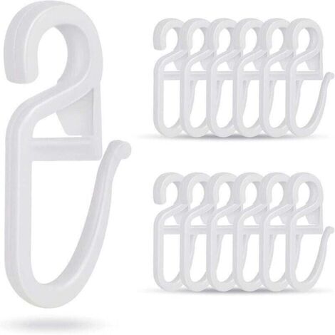 60pcs crochet de rideau pour rail de rideau et tige, accessoires de rideau, crochet d'encliquetage, crochet de rideau, blanc (1/4)
