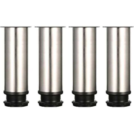 4 pieds réglables 150 mm de hauteur épaississent les pieds de meuble Pieds de table Pieds de meubles en acier inoxydable brossé Hauteur réglable 0-15 mm Fourni avec des vis en acier inoxydable (1/4)