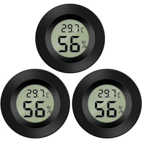 3-Pack Hygromètre Thermomètre Numérique LCD Moniteur Humidimètre Jauge pour Humidificateurs Déshumidificateurs Serre Sous-Sol Babyroom (1/4)