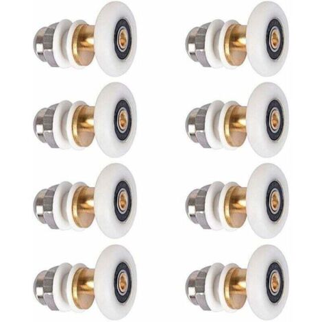 Fixation de porte et paroi de douche, Roulette Porte Douche, Roulettes de Porte Coulissante Cabine de Douche Porte Poulies Roue de Rechange pour Rouleau avec Diamètre de Roues 27mm, 8 Pièces,C (1/4)