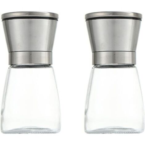 Moulin à poivre en acier inoxydable, moulin à sel et à épices manuel, salière et poivrière, broyeur à épices et herbes, 2 pièces (1/5)