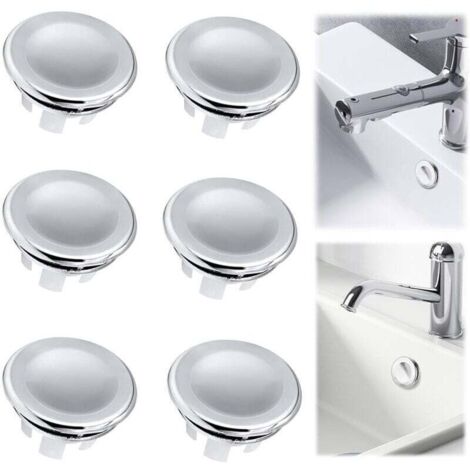 Lot de 6 Bouchons de Trop-Plein placage Débordement d'Évier de Lavage de Salle de Bains de Cuisine Couvercle de Trop-Plein pour Lavabo Bouchon Trop Plein Evier Pour Lavabo,Salle de Bain,Cuisine (1/4)