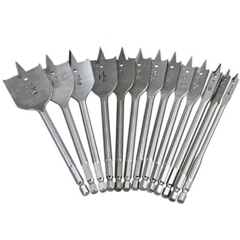 Jeu de Forets Plats 13pcs - Mèches Plates pour Travail du Bois avec Boîte de Rangement (1/4)