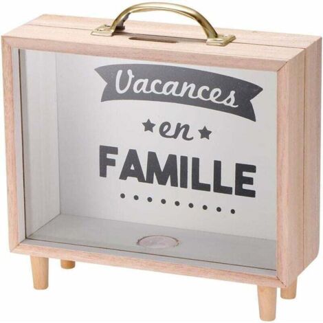 Boîte d’économie d’Argent, Cadre en Bois, Verre Transparent, Boîte, Boîte d’économies d’Argent pour Boîtes de pièces Profondes pour la Famille, Enfants Adultes-Fei Yu (1/4)