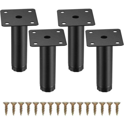 4 Pièces Pieds de Meuble, 8 cm/3,15 Pouces Pieds de Meubles Réglables, Pieds de Support en Fixation en Métal pour Meubles/Table/Chaise/Bureau/Cuisine/Armoire/Canapé (1/4)