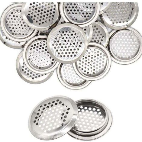 20 Pièces Grille Aeration Ronde 53 mm Grille de Ventilation Inox Trou D'aération Rond Argent Grille D'aération Ronde pour Placard Armoires à Chaussures Bibliothèques (1/4)
