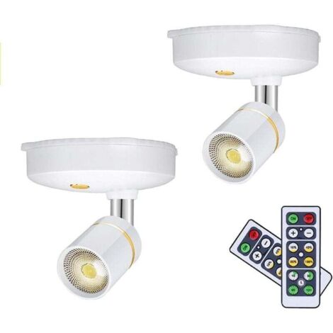 Spots sans fil Lampes pour tableaux à piles Mini lumières d'accentuation Spot à LED d'intérieur à intensité variable avec télécommande sur n'importe quel mur Lumière chaude murale rotative (paquet de