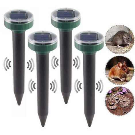 Lot de 4 répulsifs solaires anti-taupes à énergie solaire à ultrasons pour animaux de jardin, pelouse, jardin, débarrassez-vous des taupes campagnols gopher rats rongeurs (1/4)
