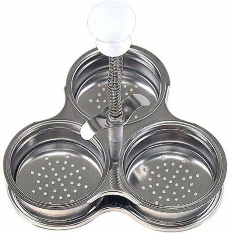 Cuiseur à œufs pochés à trois grilles en acier inoxydable, moule à œufs pochés,coquetiers pochés en acier inoxydable antiadhésif avec trous pour accessoires de cuisine -1615.46.4cm-1pc