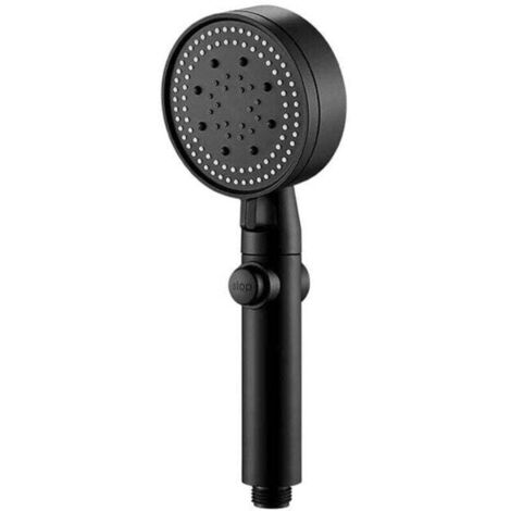 Pommeau de douche économie d'eau noir 5 modes réglable douche haute pression une touche arrêt massage de l'eau douche écologique salle de bain accessoire (1/4)