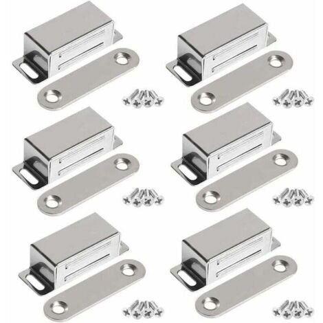 Aimants pour portes de meubles, force de 10 kg, en acier inoxydable (lot de 6, avec vis en acier inoxydable) (1/4)