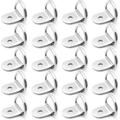 Anneaux D'arrimage INOX 20 Pièces Anneaux D'arrimage en D Ancrage Anneaux Arrimage pour Remorques Machinerie Lourde Outils Électriques Camping 36x25mm Argent