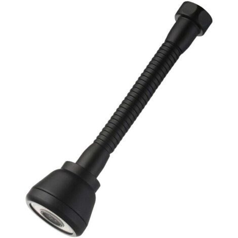 Tête de robinet rotative à 360 ° Rallonge de robinet de cuisine anti-éclaboussures avec 3 modes d'économie d'eau Tête de robinet en cuivre noir (Long) (1/5)