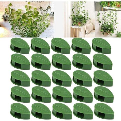 Tuteur pour végétaux 50pcs Clips de fixation murale pour plantes grimpantes, Clips muraux auto-adhésifs en forme de feuille pour plantes de vignes murales (50) (1/4)