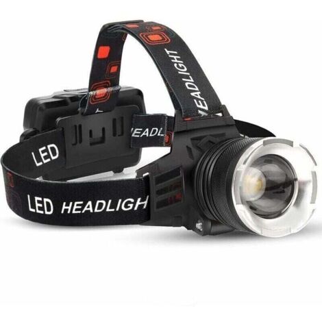 Lampe Frontale Rechargeable LED, 90000 Lumens Super Lumineux avec 5 Modes et Niveau IPX6 Lampe Frontale Rechargeable USB Étanche, Réglable à 90°, Convient pour le Camping en Plein Air, la Co, (1/4)