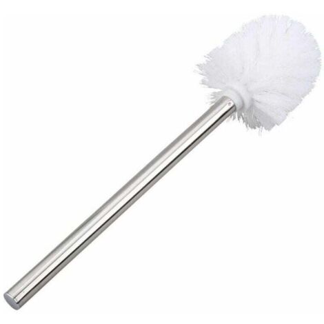 Brosse WC/WC/salle de bain de rechange, tête de brosse de nettoyage avec manche en acier inoxydable, lot de 2 pièces, blanc (1/4)