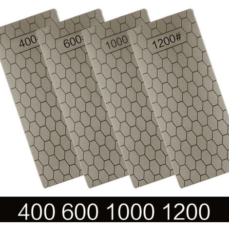 Lot de 4 Plaques D'AffûTage DiamantéEs, Pierre à Aiguiser DiamantéE avec Surface en Nid D'Abeille, Grain 400/600/1000/1200 (1/4)