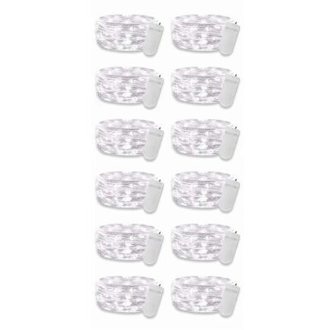 Guirlande lumineuse à boutons 0.03W, lumière blanche froide, 20 LED, 3V, Flexible, étanche IP65, pour chambre à coucher, fête de mariage, 12 pièces