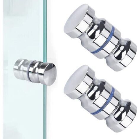 2 Pièces Bouton De Porte De Douche,Porte De Douche Ronde Bouton De Porte Inox Boutons De Douche Bouton De Porte De Douche Poignées De Porte Pour Salle De Bain Porte En Verre Porte Coulissante- (1/5)