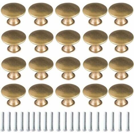 Bouton de Porte Laiton 20 Pièces Vintage Laiton Poignées Boutons de Meuble Boutons Porte de Tiroir Poignée de Meuble Béquille, bouton et poignée de porte Vintage pour Tiroir Armoire Meuble Cuisine de (1/4)