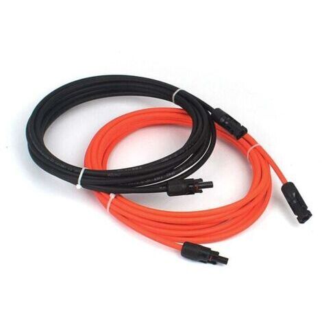 Connecteur et raccord de panneau solaire,2 x câble d'extension photovoltaïque, pv1 - f 6,0 mm ², 1m/ câble, connecteur mc4 IP67, 14awg (noir + rouge) pour panneaux solaires photovoltaïques, e