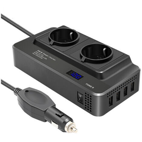 Convertisseur DC12V-AC220V 200W Prise Allume Cigare Transformateur de Tension, Chargeur Voiture Camping Car avec Multi Protections et Soft Start