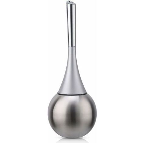 Porte-brosse WC autoportant en acier inoxydable finition brossée polie ensemble WC salles de bains (brosse incluse)-argent