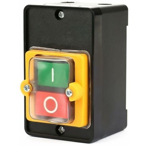 Commutateur à Bouton Poussoir, Interrupteur de Commande de Puissance Étanche Monophasé/Triphasé AC220V / 380V 10A Avec Coquillage, Bouton de Commande Marche/Arrêt pour Machine-Outil