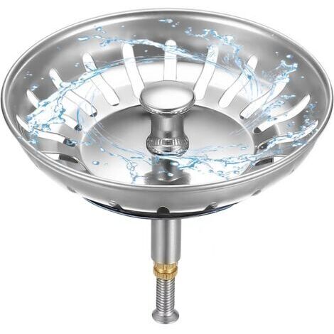 Filtre à Évier de Cuisine Ø 79mm, 1 Filtre Bouchon Evier Cuisine avec Hauteur Réglable, Bouchon Evier Cuisine en Acier Inoxydable 304, Bonde Evier (1/4)