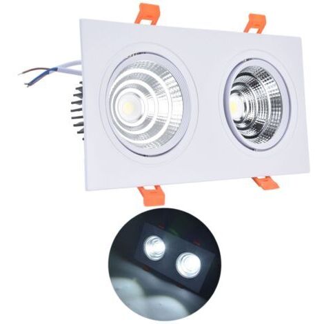 Downlight COB 2x7W 6000K 100-264V, plafonnier réglable intégré avec pilote LED pour chambre à coucher