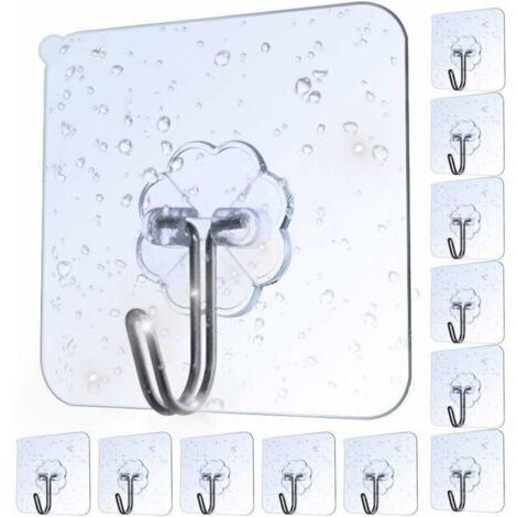 Lot de 20 crochets adhésifs transparents pour essuie-tout, crochets adhésifs pour mur et porte de cuisine, charge maximale 8 kg