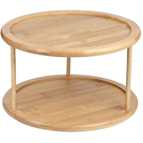 Étagère à épices à plateau tournant en bois à 2 niveaux pour armoire de cuisine, Plateau de table (1/3)